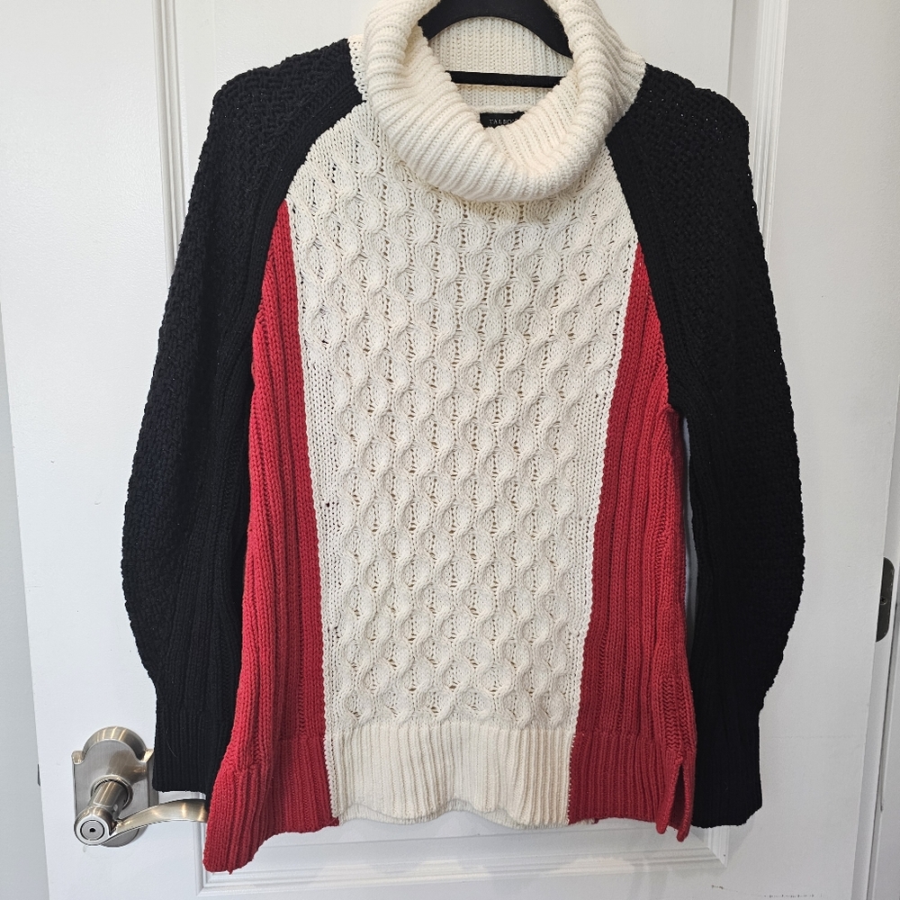 Talbots Mixed Stitch Color Block Sweater Size Small